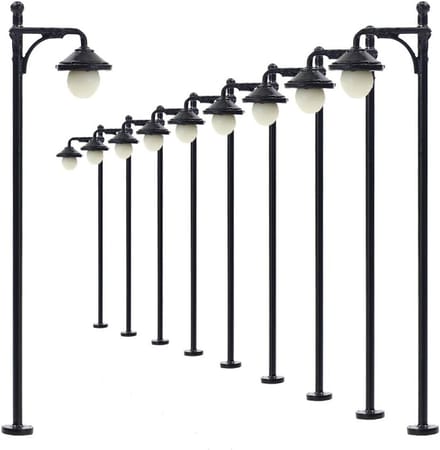 10 Stuks Set LED Straatlantaarns Modelspoor 1:87 H0 Warm Wit Licht