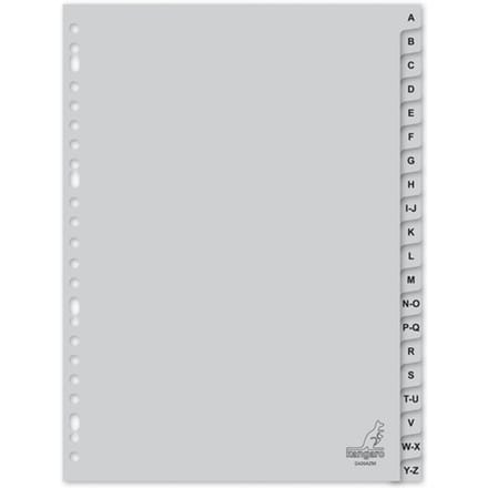 Kangaro tabbladen - A4 - PP 120 micron - grijs - 23-gaats - 20-delig letters A-Z