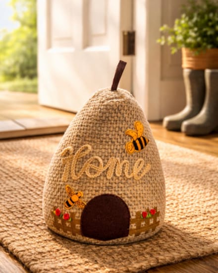 Gilde Handwerk - Bijenkorf - Home - Deurstopper - Beige - 18 x 20 x 26 cm