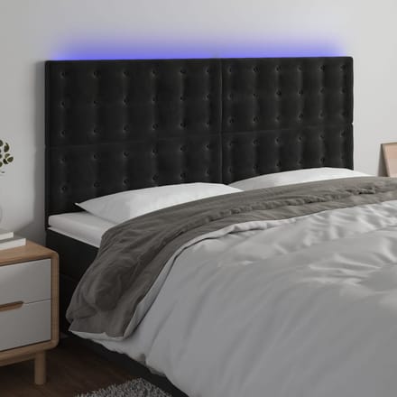 vidaXL - Hoofdbord - LED - 160x5x118/128 - cm - fluweel - zwart