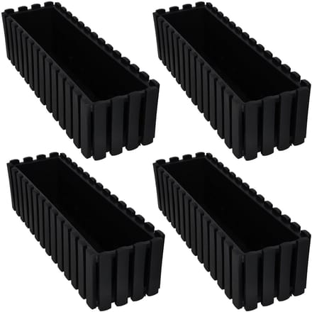 Kotarbau Balkonbak - Rustieke Houten Look - 60 cm - Antraciet - Set van 4