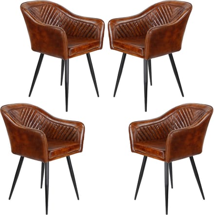 Leren fauteuil bruin – armstoel van echt leer - Eetkamerstoel