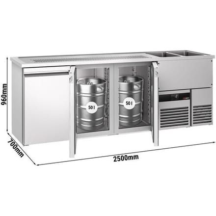 GGM Gastro Biertheke PREMIUM - 2500x700mm - 3 Türen Zilver