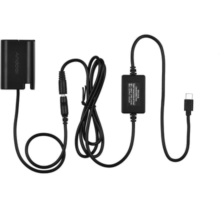 Andoer DMW-DCC17 dummybatterij met Type-C voedingsadapterkabel DMW-BLK22 dummybatterijkoppeling zwart