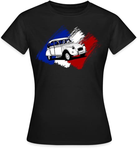 Citroën 2CV Model Franse Vlag T-Shirt Dames