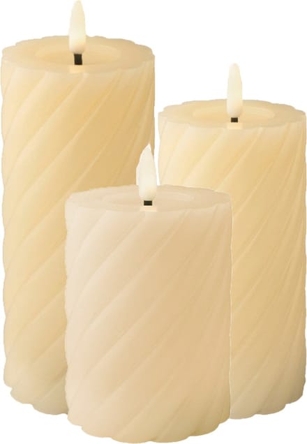 Lumineo luxe LED kaarsen/stompkaarsen - set 3x st-creme wit - D7,5 - met timer