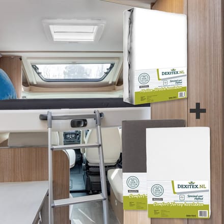 Dexitex hefbed 1 x Molton & 2 hoeslakens Wit + Antraciet / Geschikt voor Camper