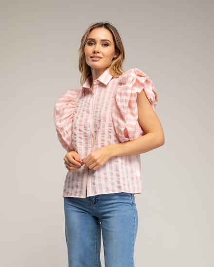 Gestreepte blouse met pofmouwen