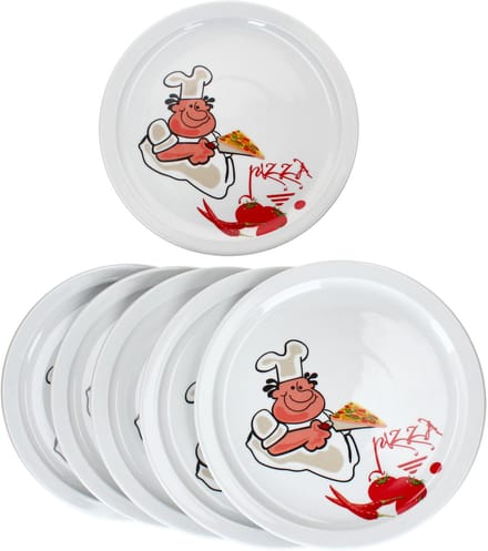 Set van 6 ALBERTO pizzaborden 30,5cm met comic pizzamaker - 162701