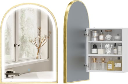 HOMCOM Spiegelkast - Gehard glas, spaanplaat - 50 x 14,5 x 70 cm - Goud