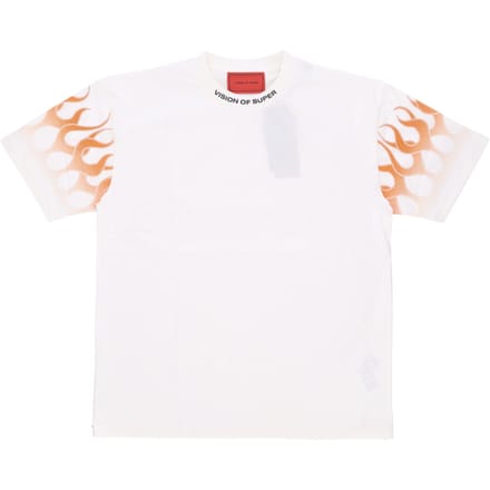 Flames Tee Heren T-shirt gebroken wit/oranje