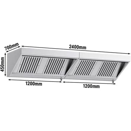 GGM Gastro Wandhaube - 2400mm - mit Filter & Lampe