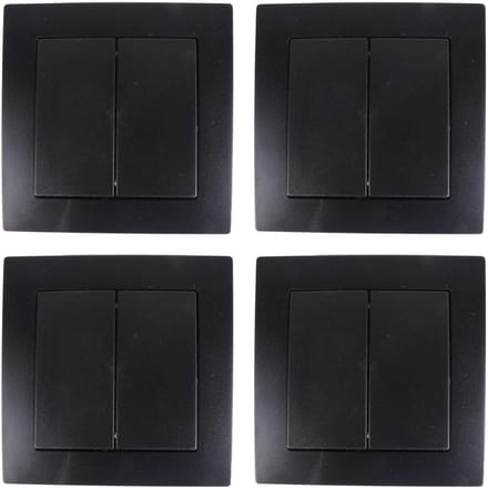 Benson Inbouw wisselschakelaar dubbel - 4x - zwart - 250V 10A - WCD