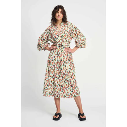 POM Amsterdam Dress - Poplin Leopard Lush Größe: 36 | Blusenkleider Outlet | Damen