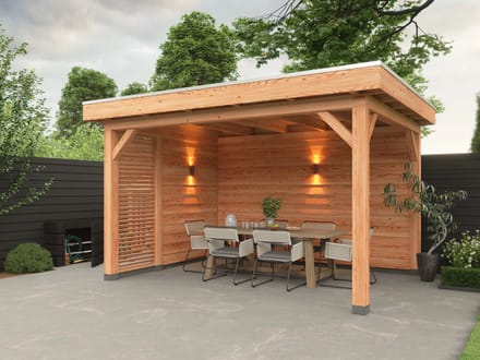 Douglas overkapping, 400 x 300, met achterwand en zijwand, Westwood Holland Basic