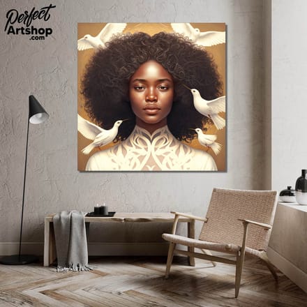 PEACE AND LOVE1: 80x80cm Aluminium. Decoratie - Afrika - Modern - Aards - Kunst