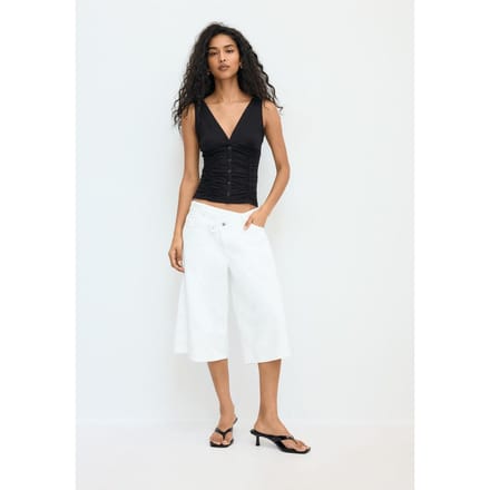 Stradivarius Getailleerde top met plooien  Zwart L