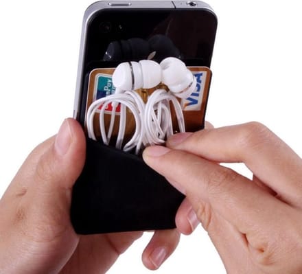 Zwarte kaarthouder - voor zowel Apple iPhone als Android Samsung