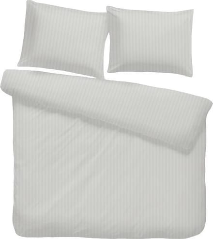 iSleep Satijnstreep Dekbedovertrek - Eenpersoons - 140x200/220 cm - Zilver