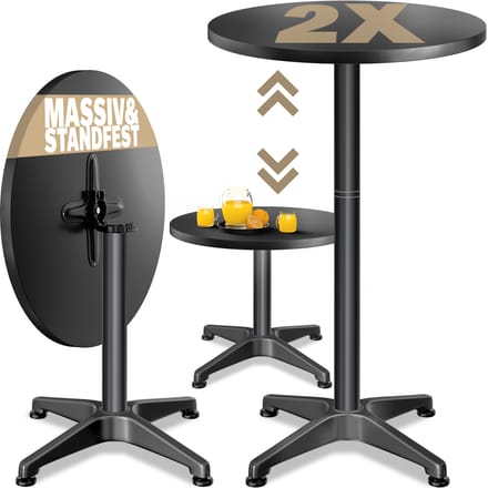 CASARIA Statafels - Set van 2 Inklapbaar Verstelbaar 70cm 115cm - Zwart