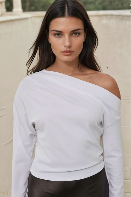 Asymmetrische Hals Drapé Blouse