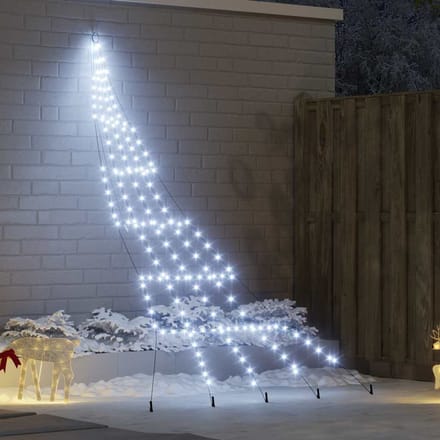 vidaXL - LED - Kerstboom - met - Grondspikes - Koudwit - 306 - cm - Metaal