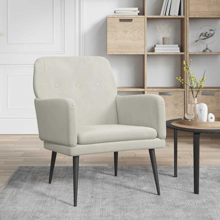 vidaXL - Fauteuil - 62x79x79 - cm - fluweel - crèmekleurig