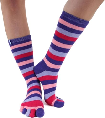 TOETOE Everyday Mid-Calf gestreepte teensokken - Roze - 35-46 - Teensokken