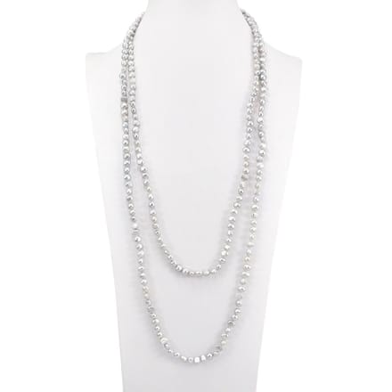 PROUD PEARLS® Lange barok parelketting zilvergrijs