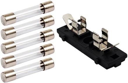 VLTG Zekeringhouder inbouw paneel 5x20mm - 2A - Klein - T(traag) - inclusief 5x Glaszekeringen