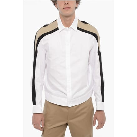 Piqué katoenen BOMBER MODERNIST overhemd in wit