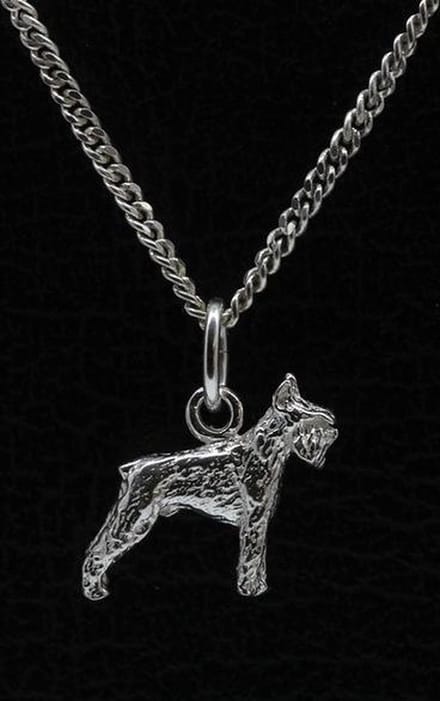 Zilveren Schnauzer dwerg oren gecoupeerd ketting hanger - klein