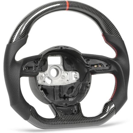 Koolstofvezel Stuurwiel Geperforeerd Leer Rode Stiksels voor B8.5 RS3 RS4 RS5 RS6 RS7 2013‑2016 black
