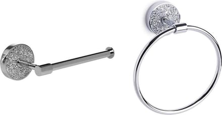 Zilveren Toiletrolhouder & Handdoek ring set van Mozaïek glas