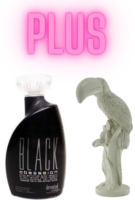 Devoted Creations Black Obsession 400 ml PLUS Ornament Toekan Zandkleur 29,5 cm !