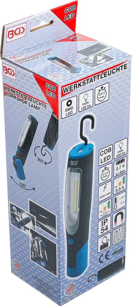 BGS COB-LED werkplaatslamp met magneet en ophanghaak
