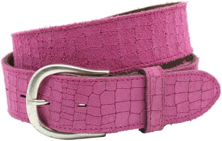 Dames riem fuchsia - Basic leren riem 4cm met krokoprint - Leer - Basic riem - Sportief - Maat 90