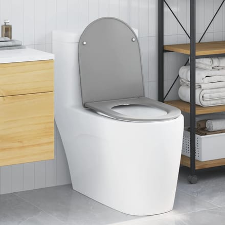 vidaXL - Toiletbril - Grijs - 47 - x - 36 - x - 3,4 - cm - Duroplast