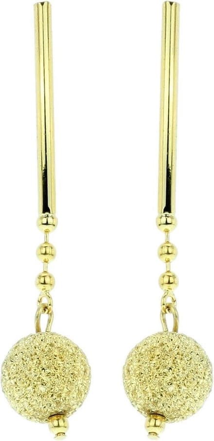 Behave - Oorbellen hanger staaf - Goudkleur met bol - Minimal chic