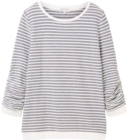 TOM TAILOR Gestreepte Top 3/4 mouw Ronde hals Regular Fit Shirt Gestreept Jacquard Sweater