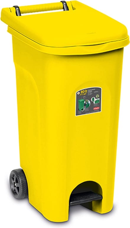 Container 'Urban' - 80 liter - Kliko - Pedaalemmer - Rolcontainer - Met wielen - Geel