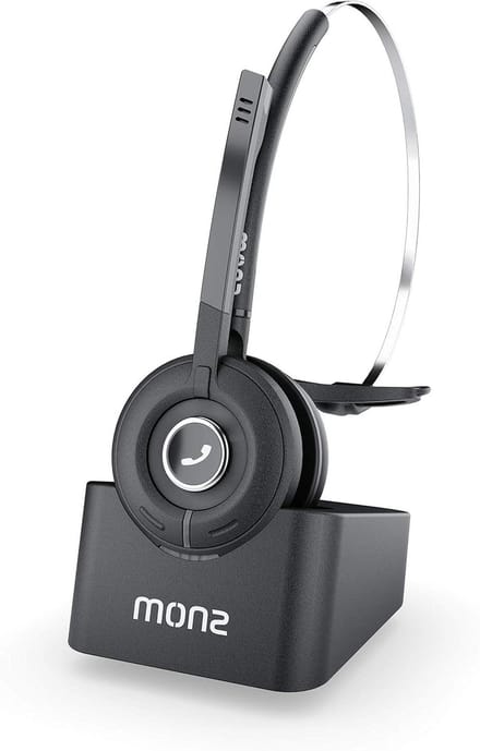 Draadloze DECT Headset - Professionele Koptelefoon - Mobiel Werken - Multi-cell Bereik - 300 Meter - Zwart