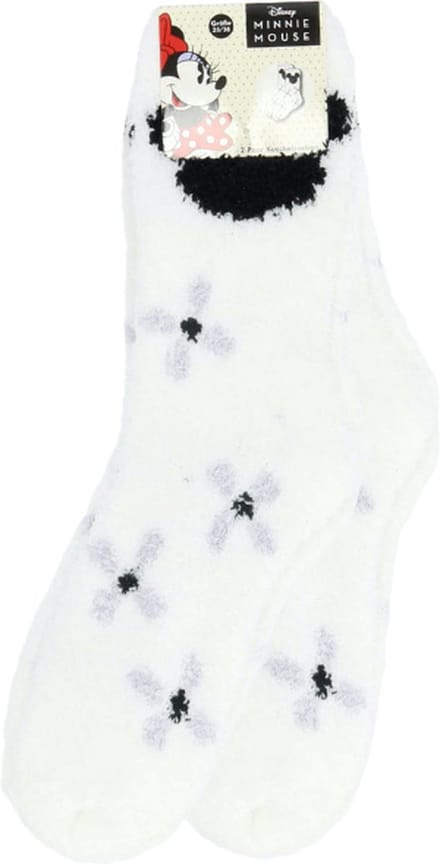 Disney Minnie Mouse huissokken, 2-pack, wit/zwart, maat 35-38