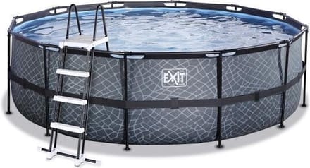EXIT Stone Frame Zwembad ø450 - Opzetzwembad - met Zandfilterpomp - Rond - Grijs