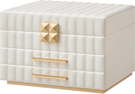 Sieradendoos met spiegel 3 niveaus sieradenopberger 2 laden - zwevend effect - wolkenwit JBC183W01