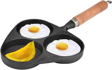 Gietijzeren Koekenpan met 3 Vormen voor Eieren, Pannenkoeken en Burgers