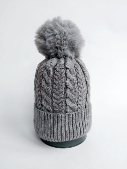 zaZá'z - Muts - Dames - Dames muts - Wintermuts - Pompon - Kabel - Grijs - Onesize