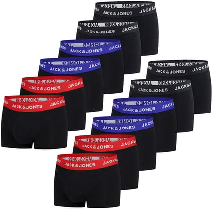 Jack & Jones Heren Boxershorts 12 Pack Basic Trunks Zwart S Ondergoed met Elastische Softband