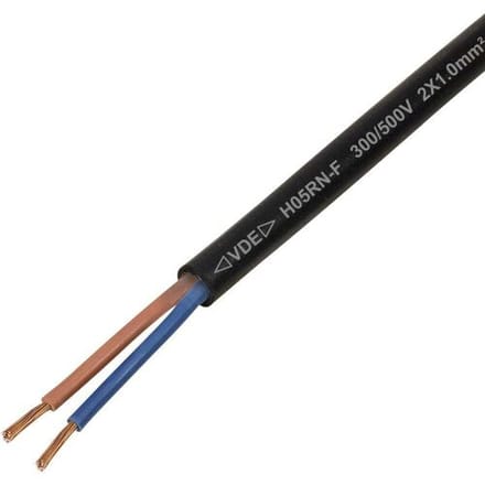 TRU COMPONENTS TC-13389172 Rubberkabel H05RN-F 2 x 1 mm² Zwart 100 m