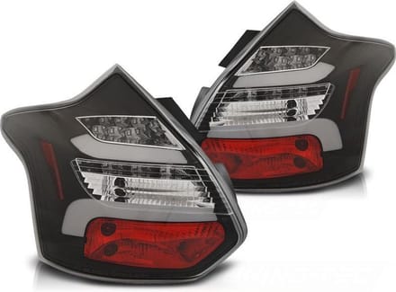 Achterlichten FORD FOCUS 3 11-10 14 HATCHBACK ZWART LED STRIP SEQ IND